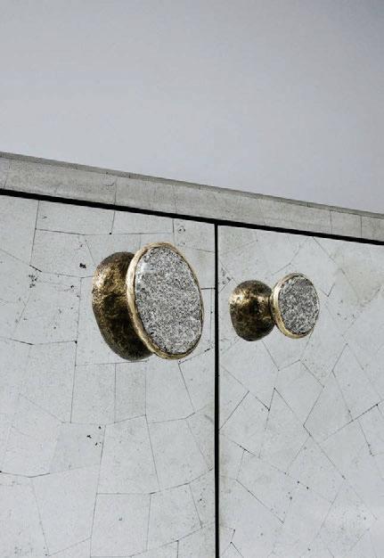 PYRITE ANTIQUE BRONZE, REFINED JOINERY— THE GEM CABINET BY DEMURO DAS DRAWS ITS BEAUTY FROM GEOLOGY AND BRINGS IT INTO THE LIVING ROOM.
