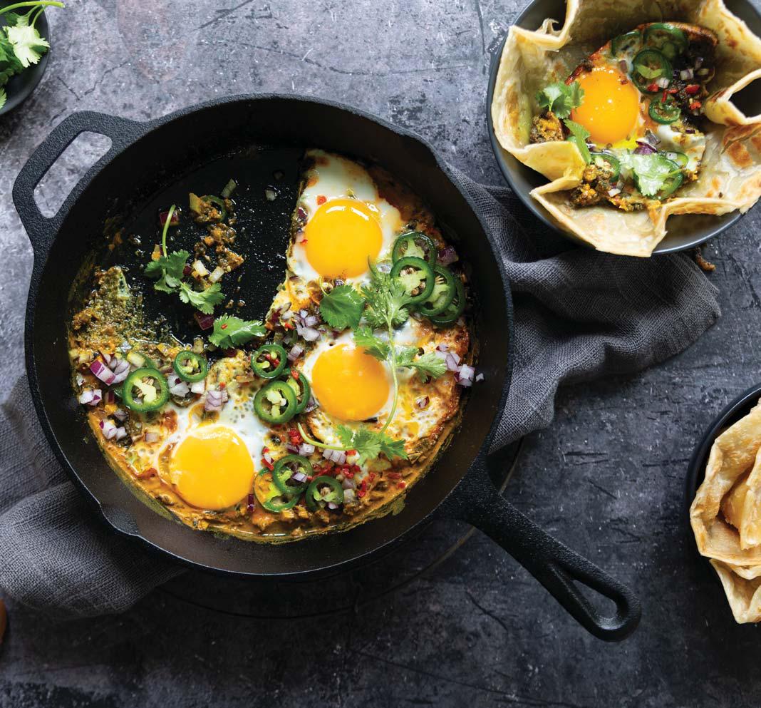 Indian masala fried eggs with rotis