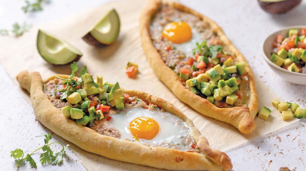 Turkish breakfast pide