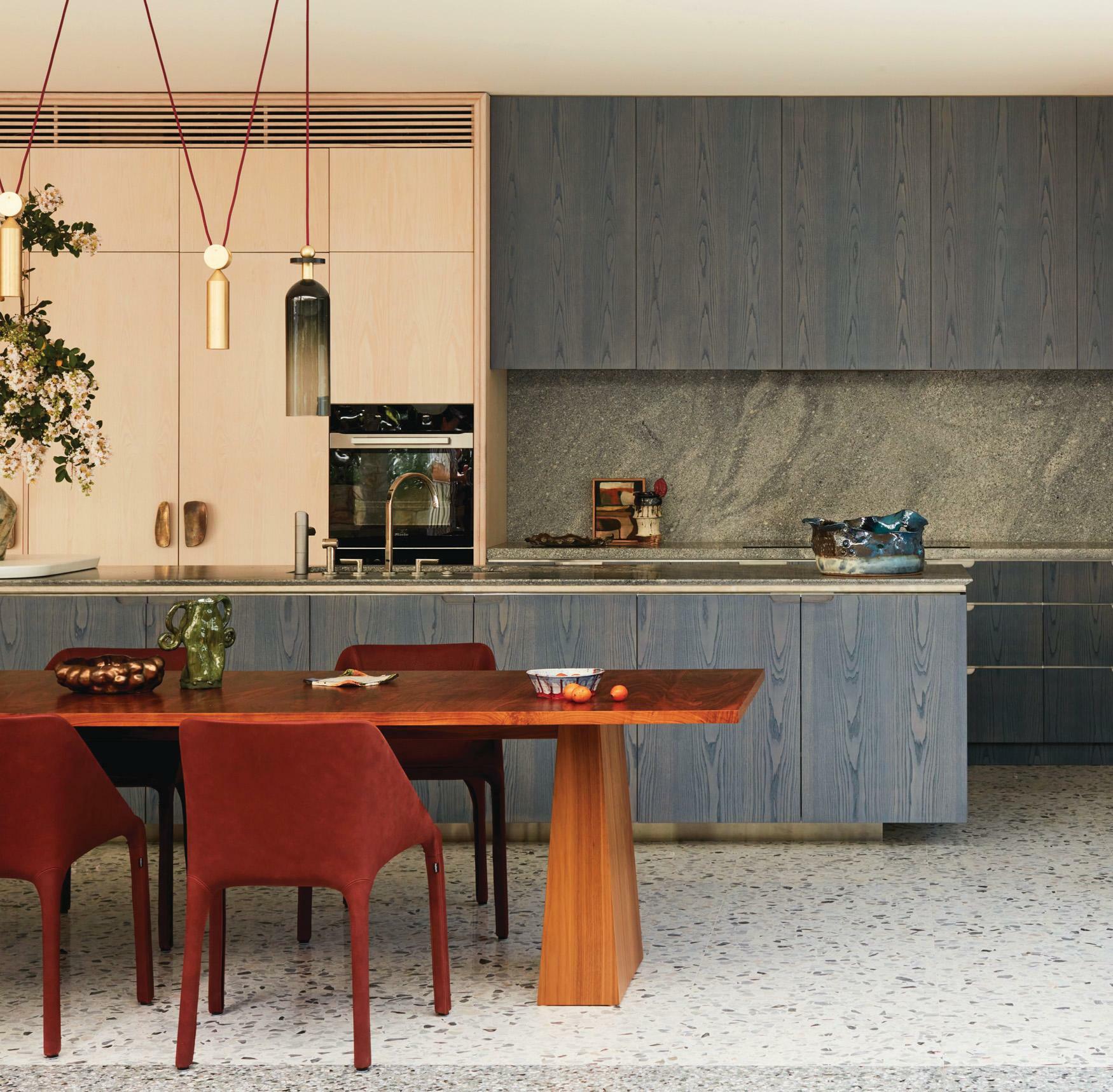 Coloured wood cabinets