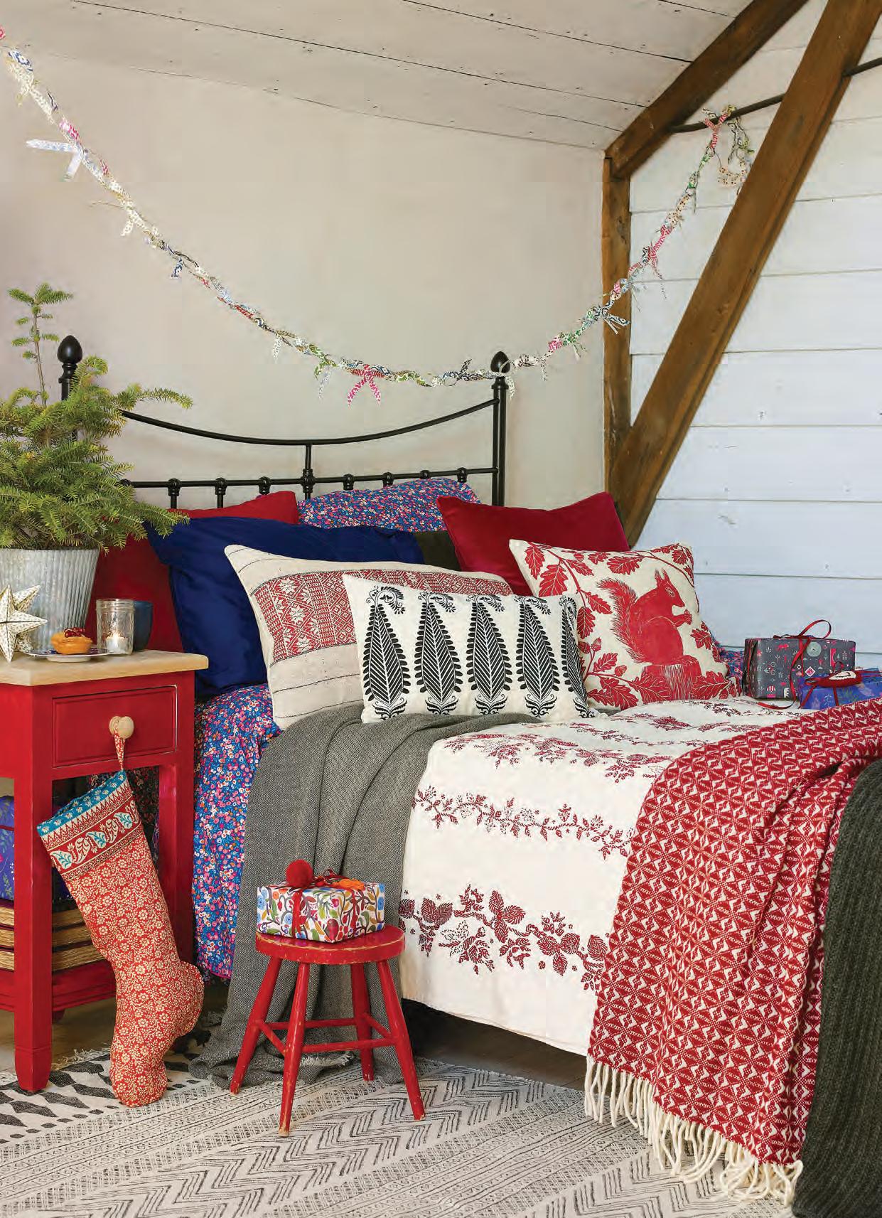 Festive guest room