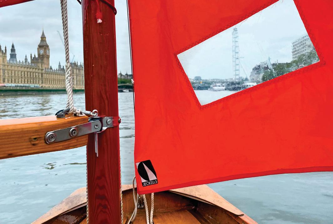London in a Mirror dinghy