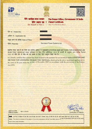 SERVOTECH RENEWABLE HAS BEEN GRANTED THE PATENT ON EV CHARGING