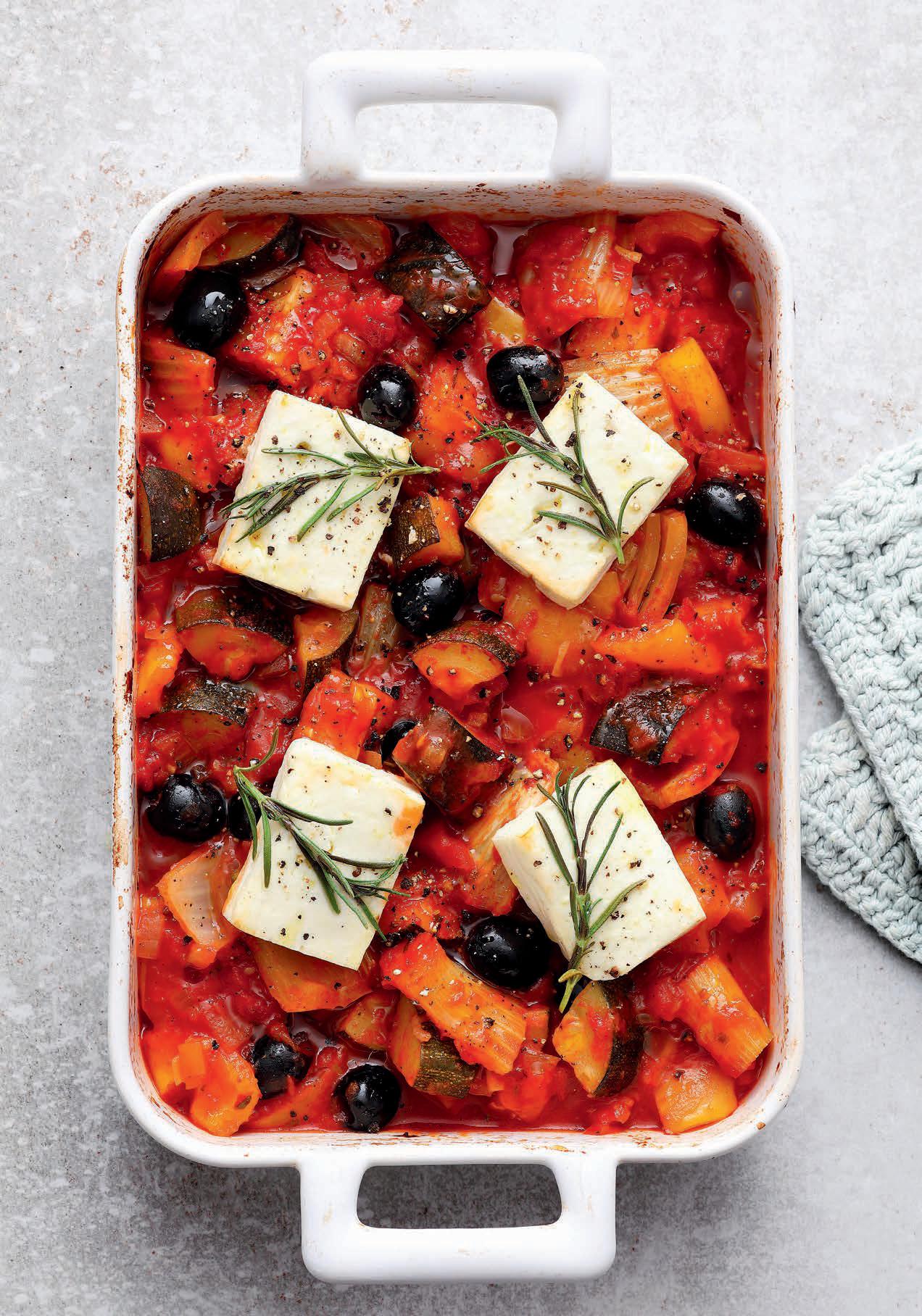 Ratouille al horno con queso feta
