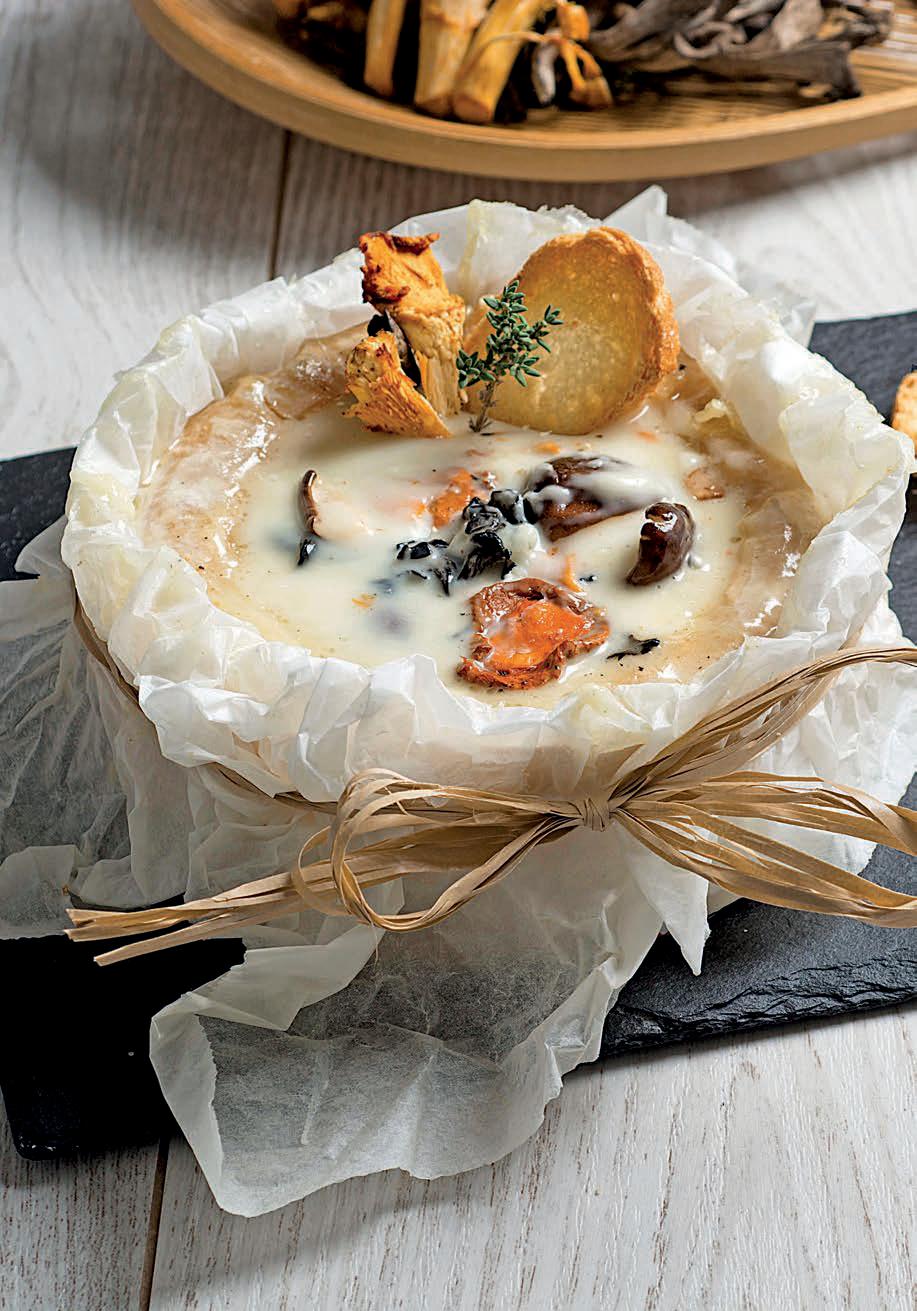 Pastel de queso con setas
