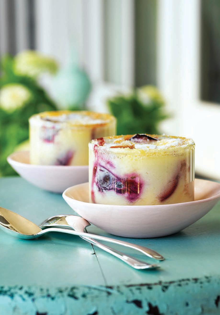 Flan con ricotta y ciruelas
