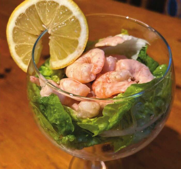 Retro-style 1970s prawn cocktail