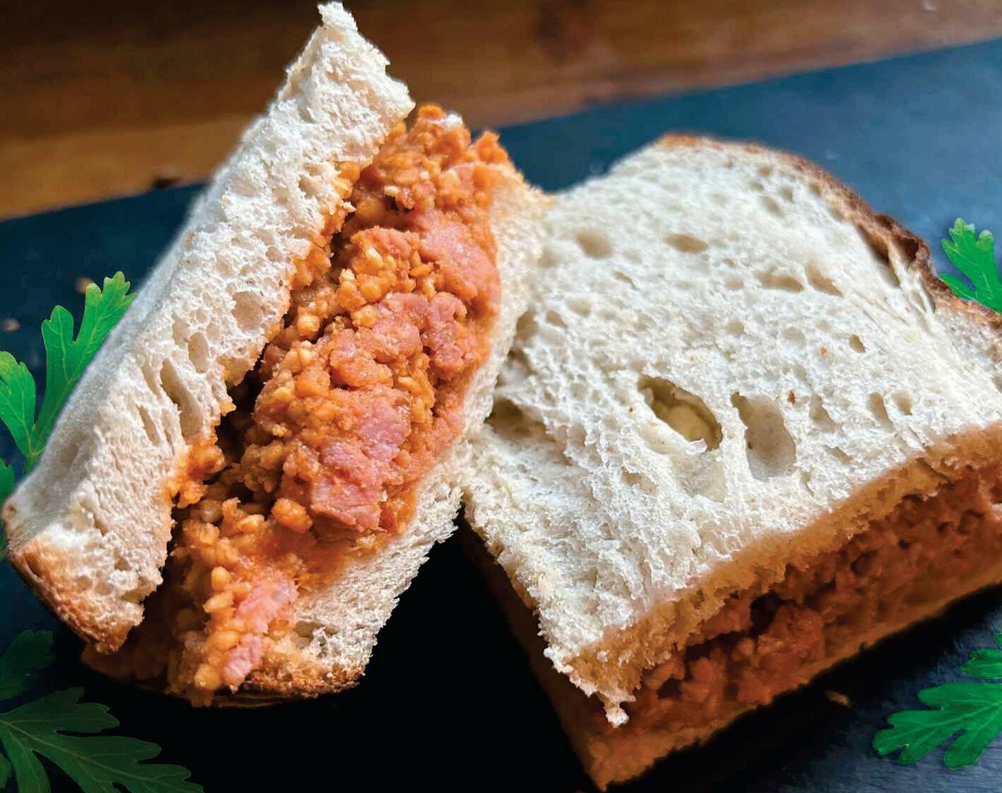 Meat and nut sandwich