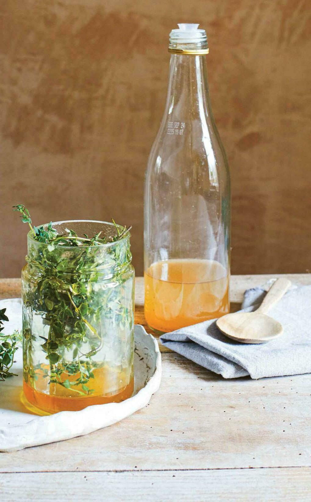 Honey and herb-infused vinegar