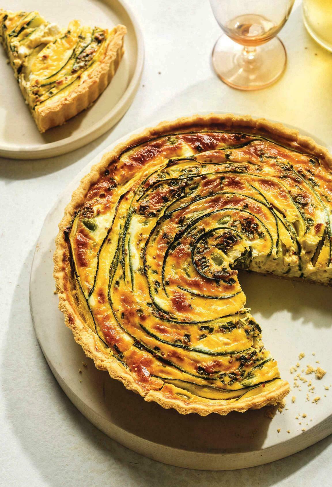 Courgette, feta and broad bean quiche