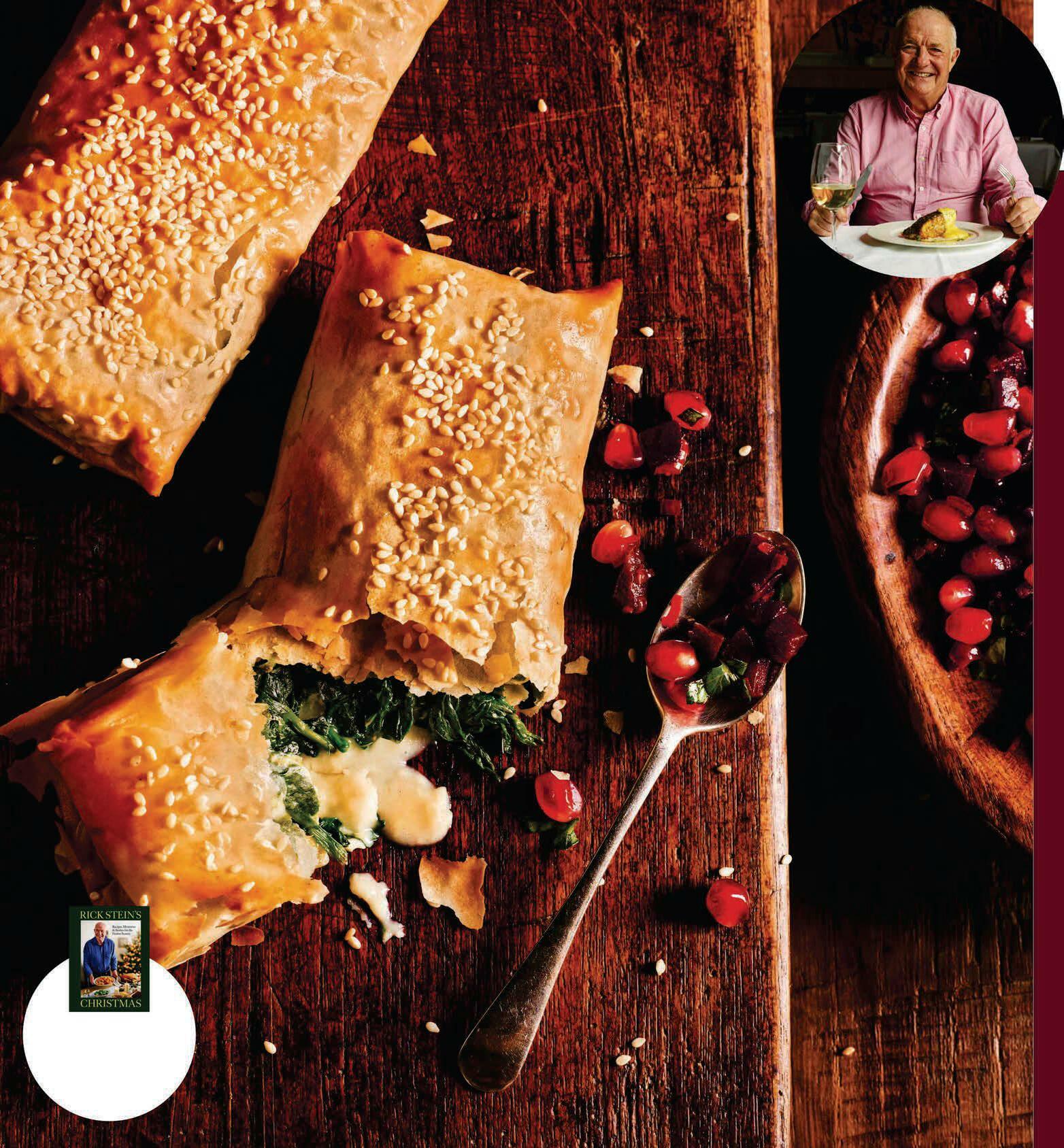 Camembert and spinach filo pastry slices