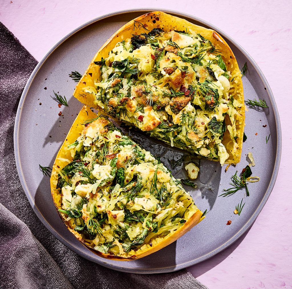 SPAGHETTI SQUASH STUFFED WITH FETA & HERBS