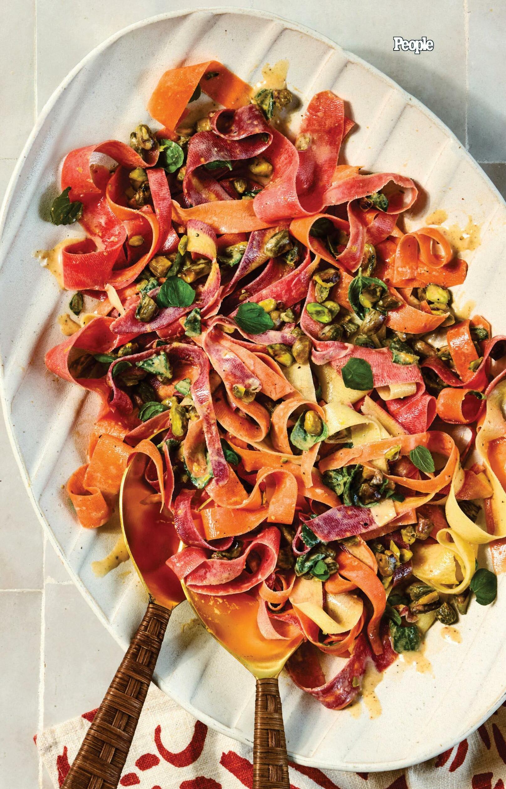 Shaved Carrot Salad With Pistachios & Yogurt Dressing