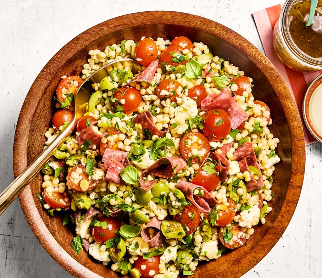 ALEXIS DEBOSCHNEK Couscous Salad With Salami, Feta & Olives