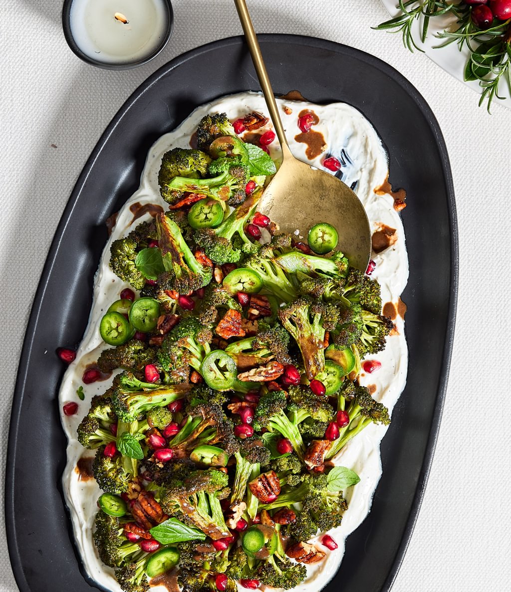 LENA CIARDULLO Charred Broccoli With Pomegranate & Candied Pecans