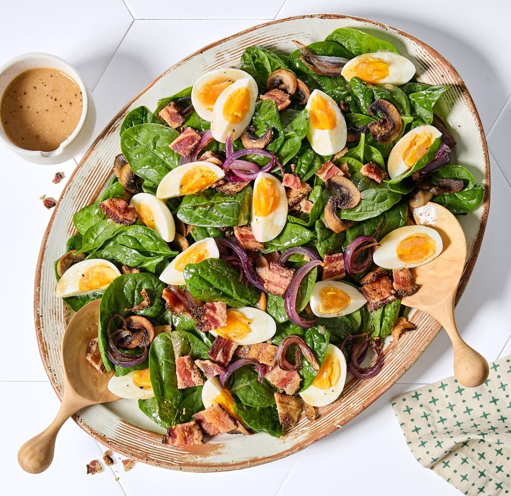 REE DRUMMOND Spinach Salad With Warm Bacon Dressing