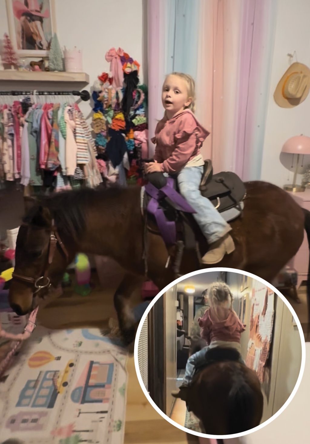 4-Year-Old Rides Pony Into Her Bedroom in Viral Clip