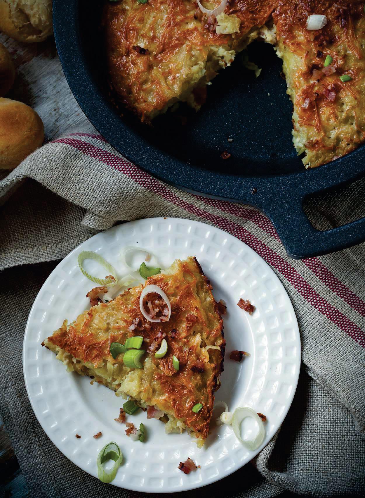Cazuela gratinada de patatas con beicon