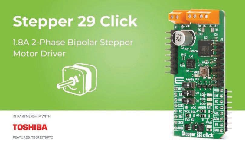 MIKROE’s Stepper 29 Click Designed for Bipolar Stepper Motor Control with Configurable Advanced Microstepping