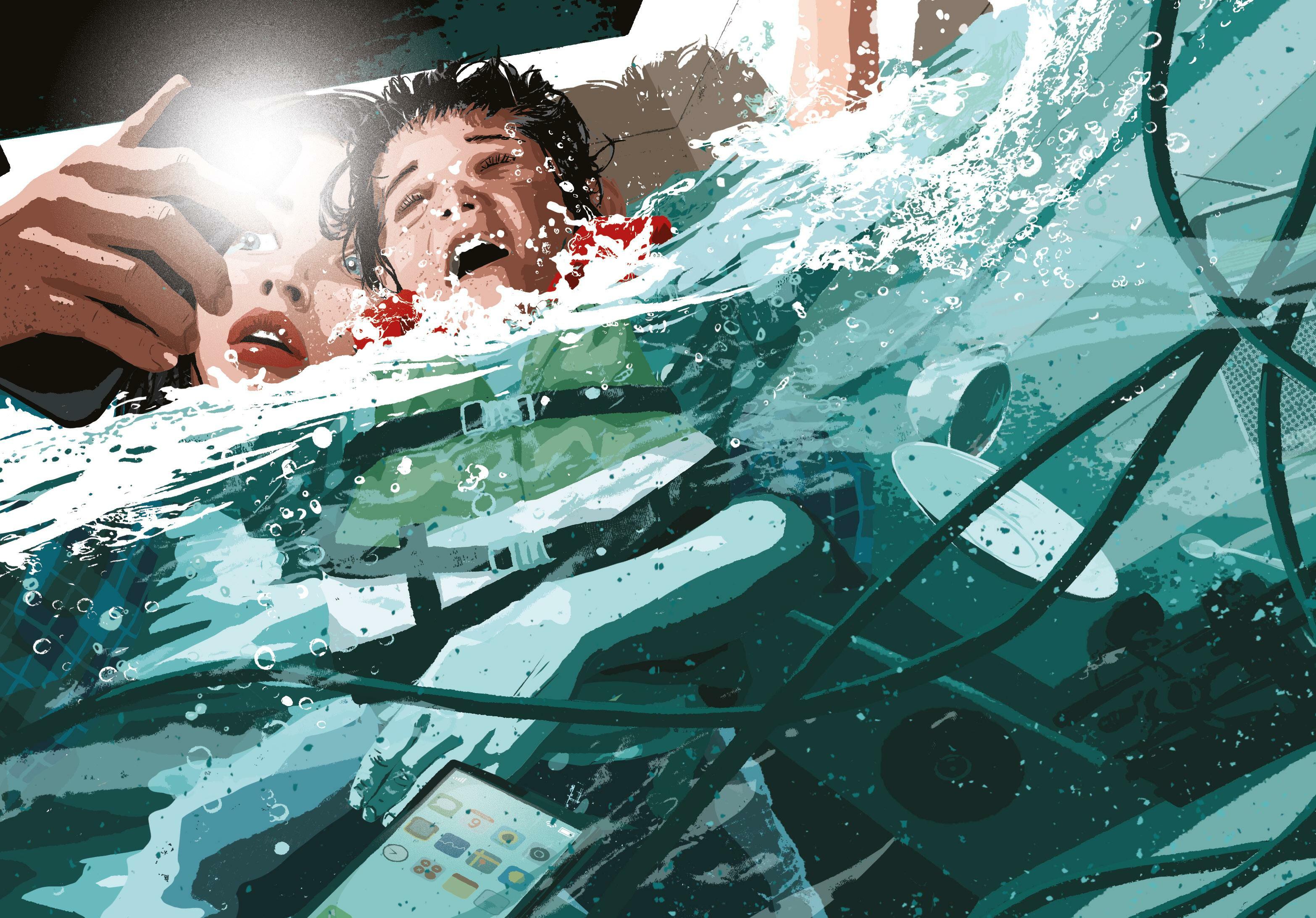 Bajo un barco hundido