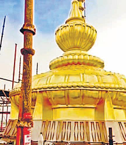 राम मंदिर का स्वर्ण शिखर तैयार, मंडपों के कलश भी दमके