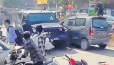 Thar driver ploughs through vehicles