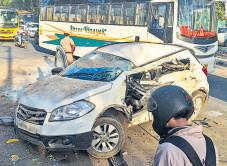 F'bad: Techie killed, husband hurt as speeding truck crushes vehicles