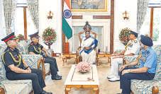 CDS, 3 service chiefs brief President on op