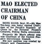 Mao elected China chairman under new constitution