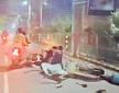 Bikers perform stunts near LU Metro stn