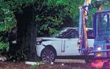 Alec Baldwin rams wife's SUV into tree