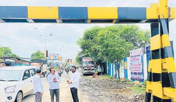 Finally, height barriers being installed at Gangadham Chowk