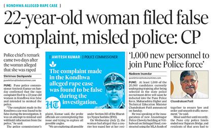 Woman booked for filing false rape complaint in Kondhwa case