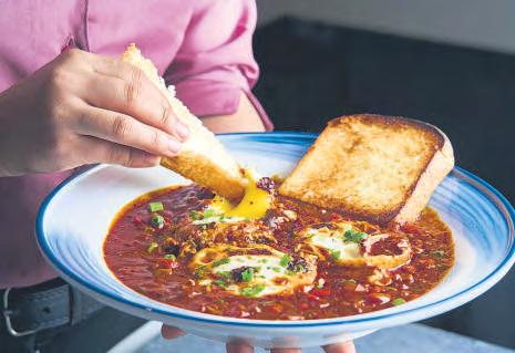 Matcha latte and kaya toast for breakfast