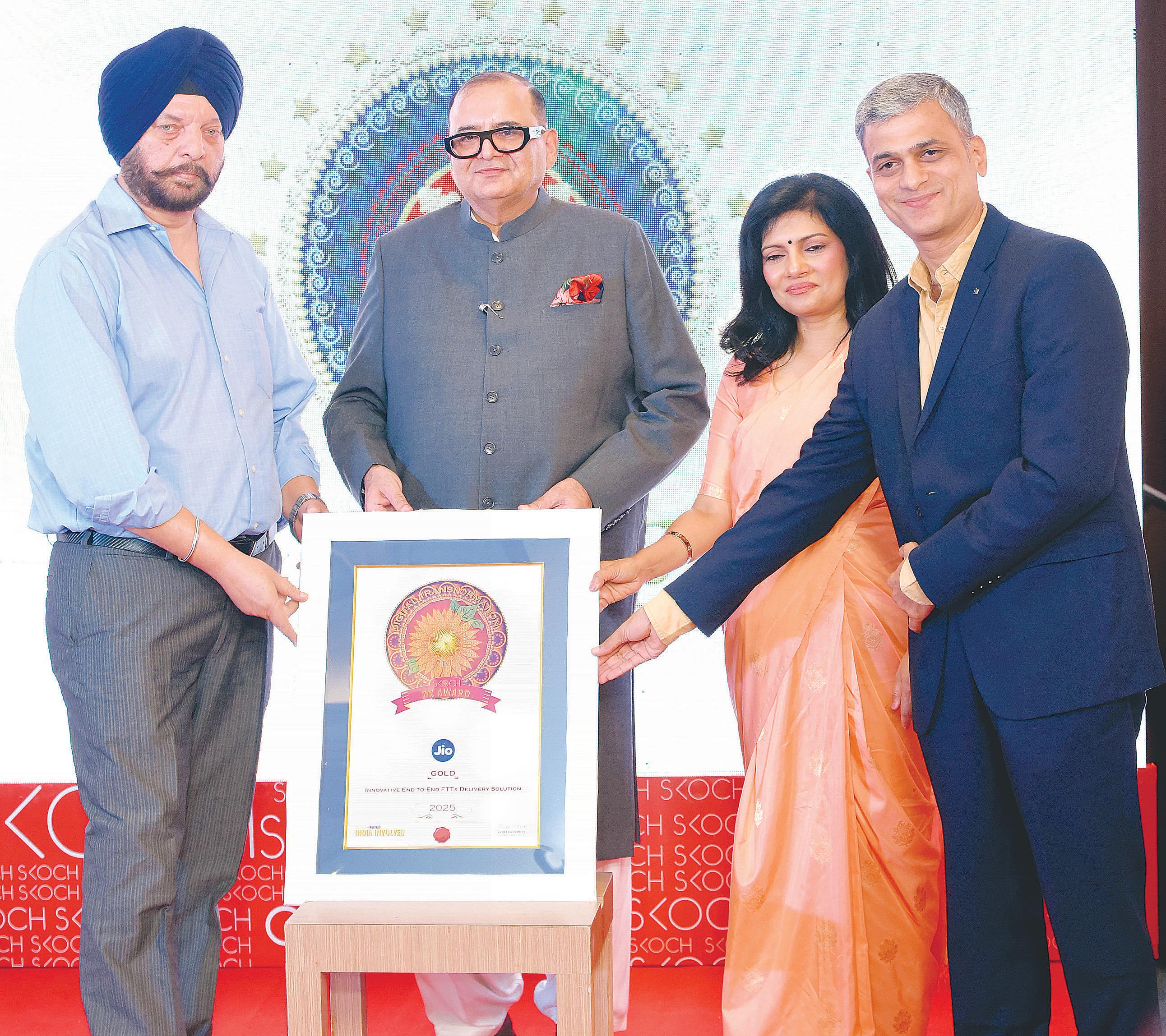 RELIANCE JIO INFOCOMM RATED INDIA INVOLVED BY SKOCH FOR EXCELLENCE IN TELECOM