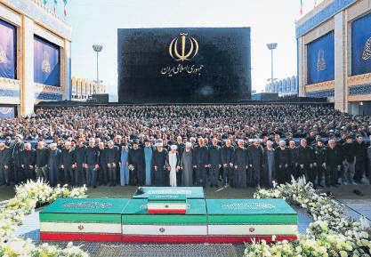 Calls for revenge as top officials appear at Khamenei's funeral