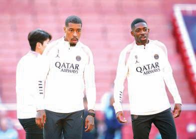 PSG hope to have winger Dembele firing for Arsenal Champions League semi-final showdown