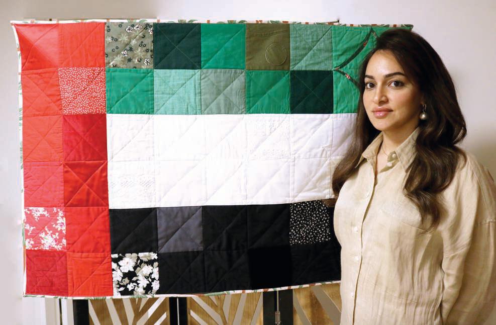 UAE flag commemorated on quilt by Farida Talaat and quilters team