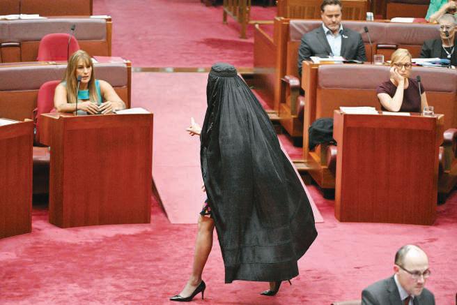 Aussie senator's burqa stunt sparks outrage