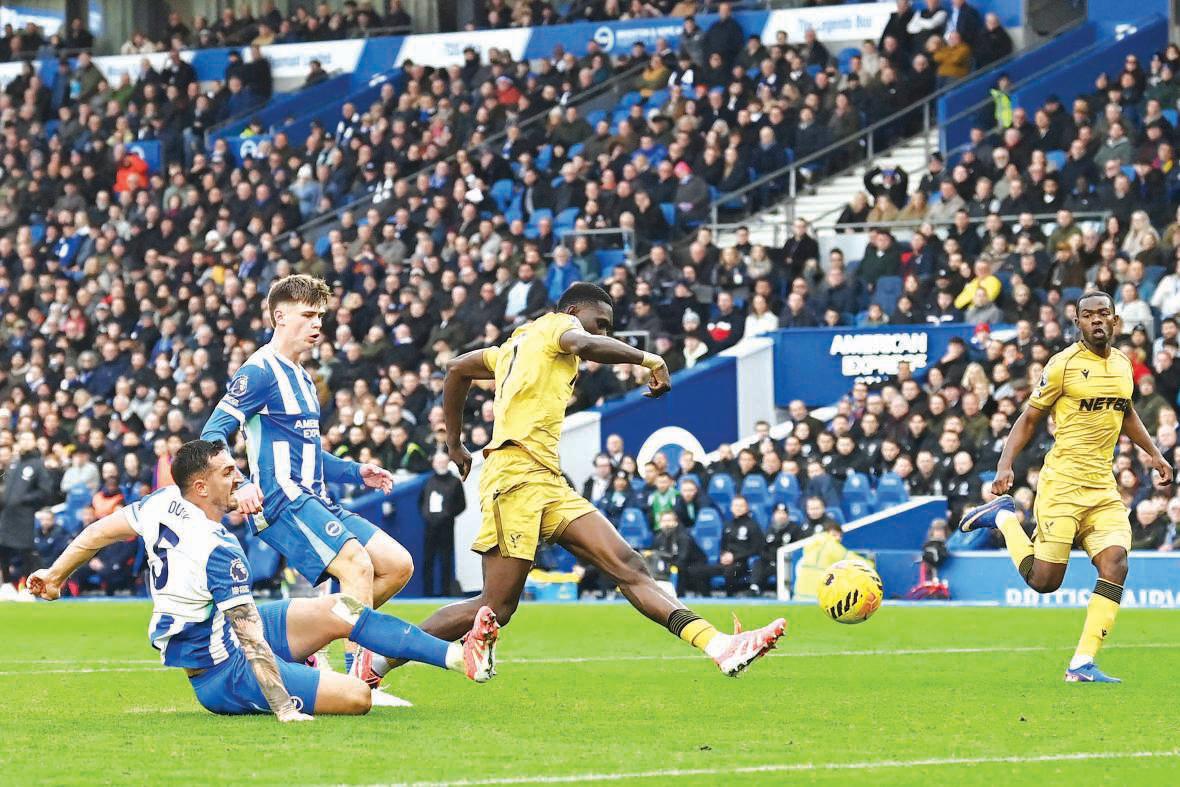 Sarr strikes as Palace end winless run with victory against Brighton