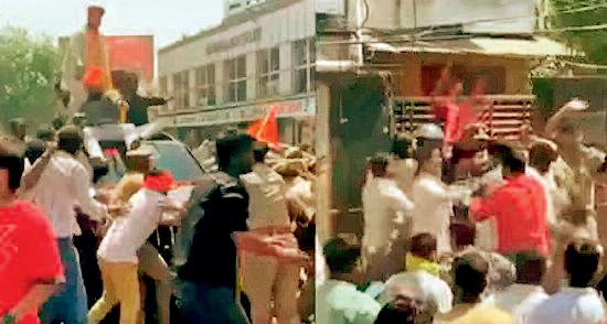 सपा सांसद सुमन के घर करणी सेना का हमला तोड़फोड़,पथराव में कई पुलिस कर्मी घायल