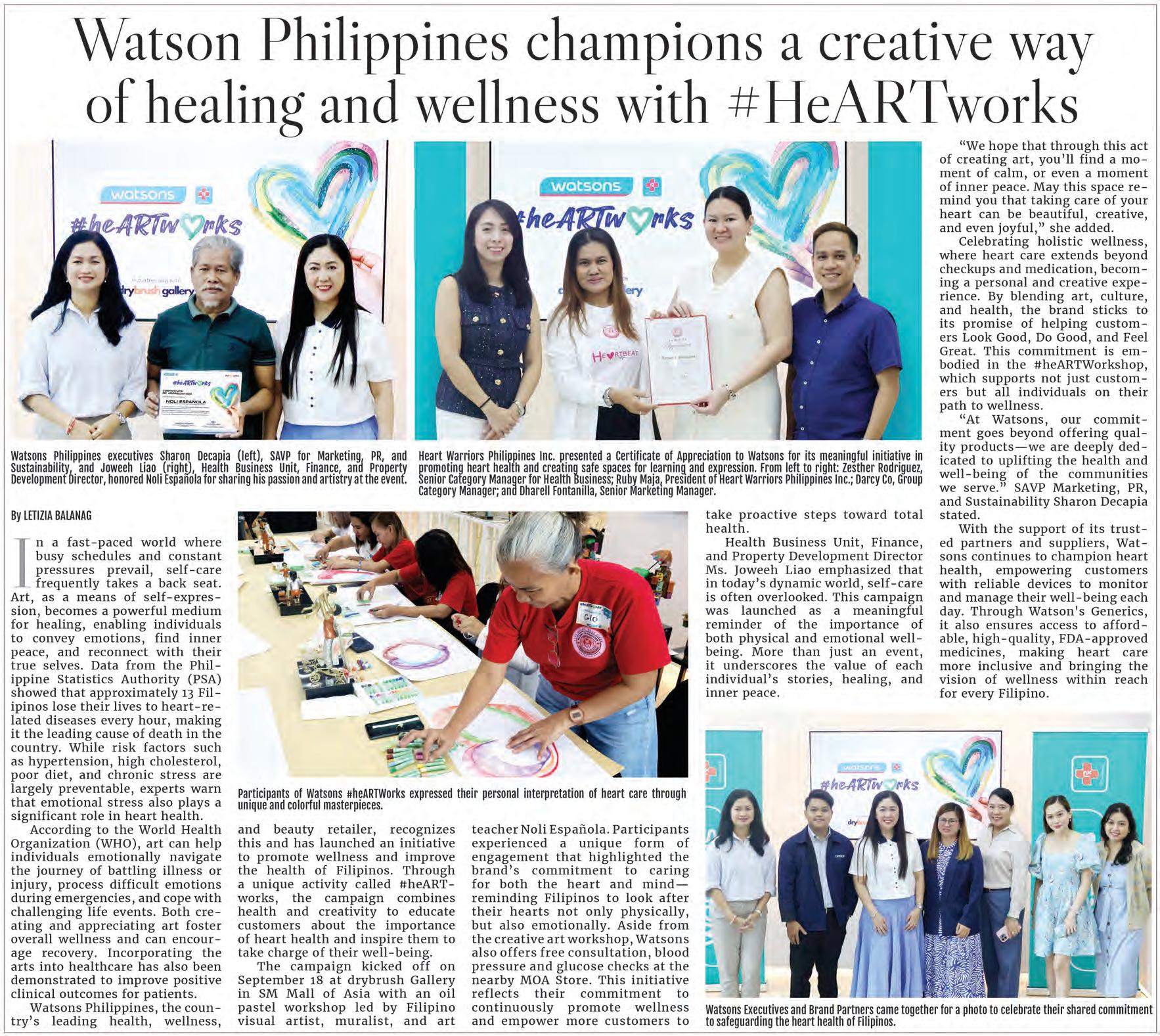 Watson Philippines champions a creative way of healing and wellness with #HeARTworks