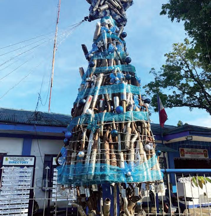 Sagay City police unveil 'muffler' Christmas tree