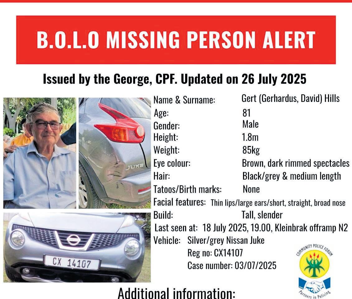 Search intensifies for missing Knysna man