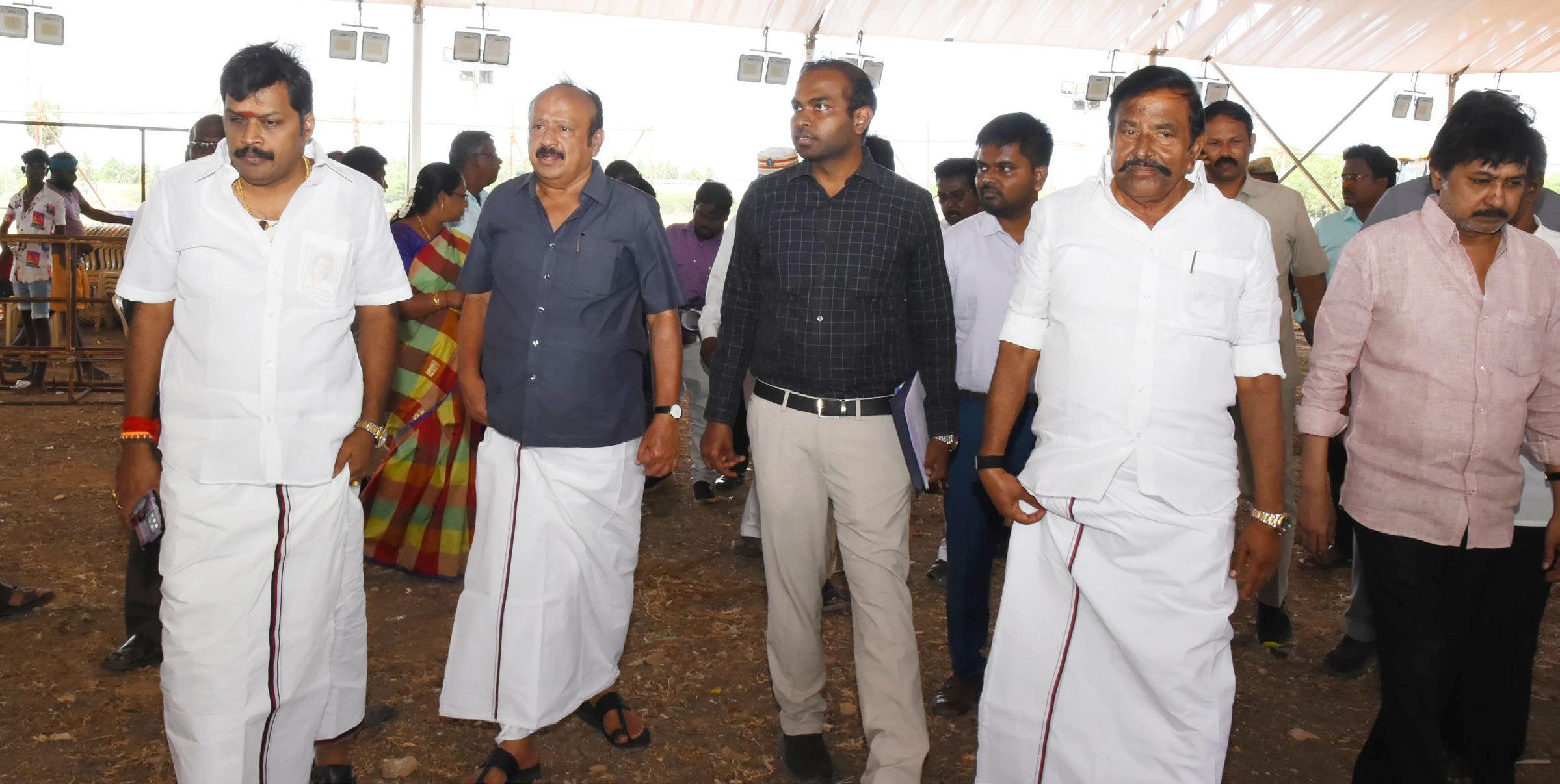 முதலமைச்சர் கடலூர் வருகை புரிவதை முன்னிட்டு முன்னேற்பாடு பணிகள் குறித்து அமைச்சர் ஆய்வு