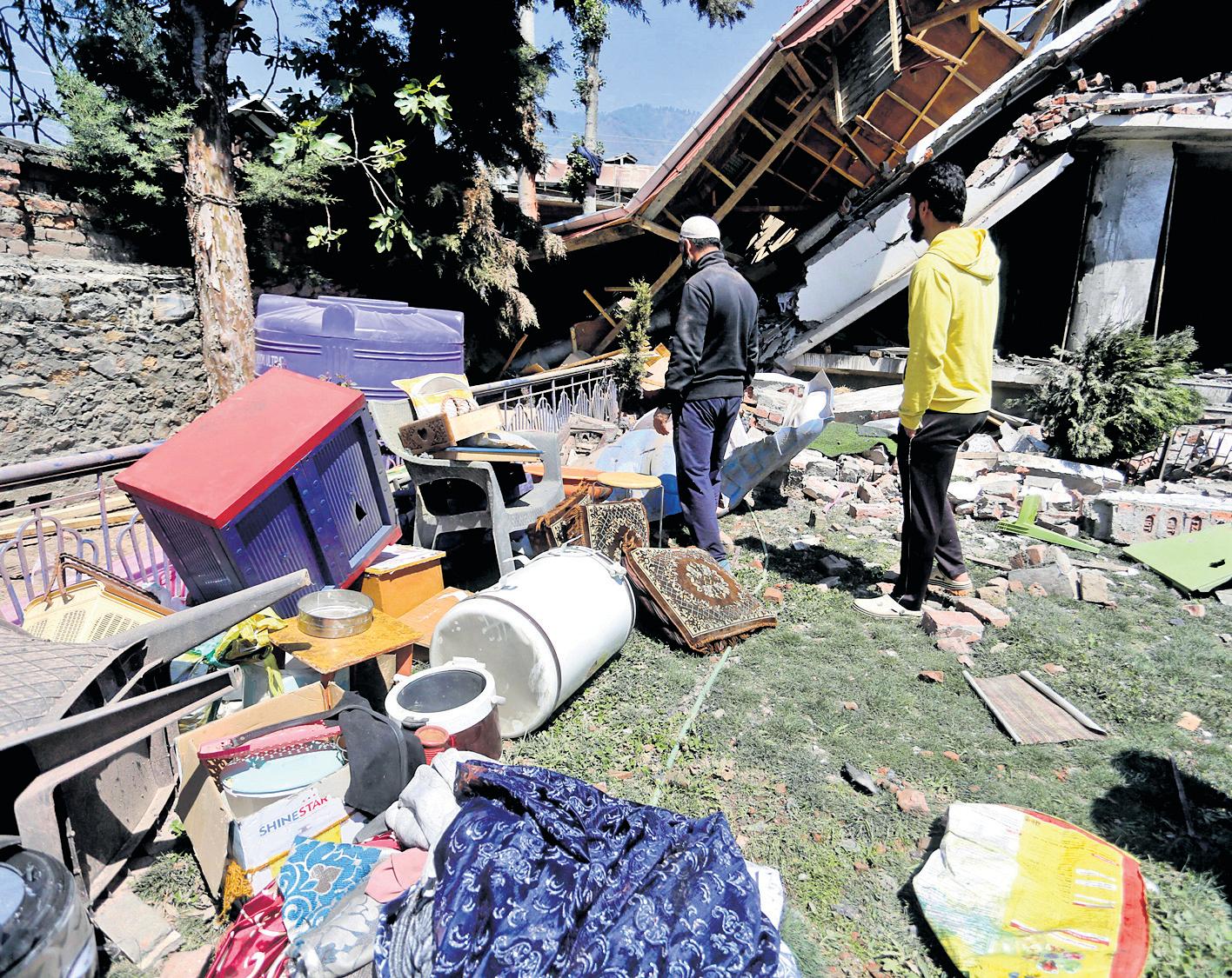 Houses of 3 more terrorists razed amid J&K crackdown