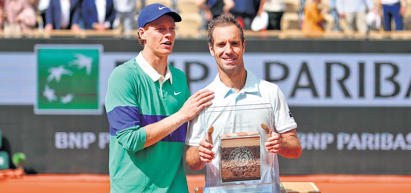 Sinner thrashes retiring Gasquet, cruise for Gauff