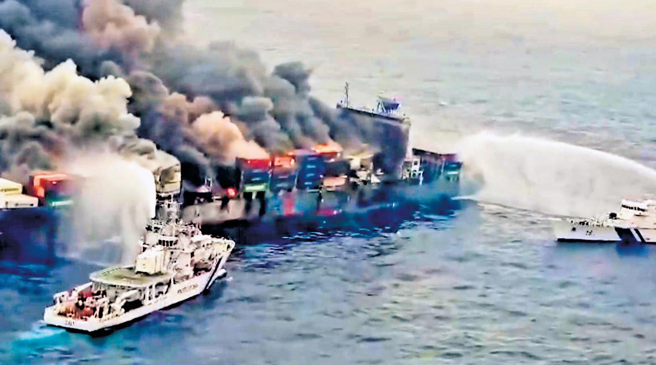 DGS Confirms Toxic Materials, Explosives Aboard Vessel on Fire