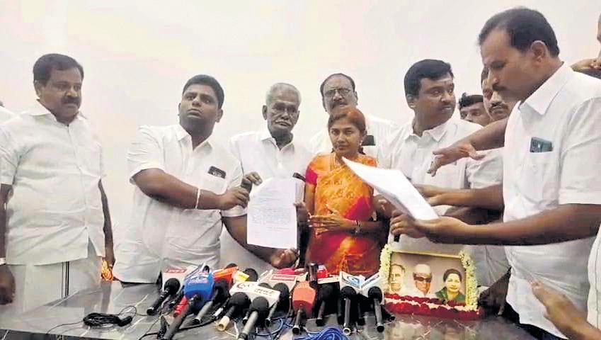 Ex-MP Sathyabhama removed from posts after announcing resignation