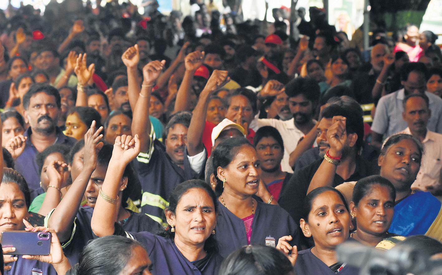 Sanitary workers stage hunger strike, urge CM to fulfil his job promise